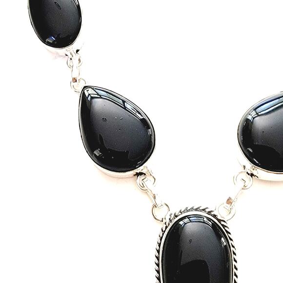 Elegant Black Onyx Necklace - Sterling Silver Statement Jewelry - Picture 3 of 8